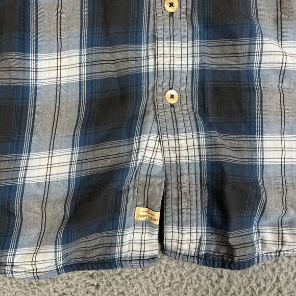 Tommy Bahama Jeans Flannel Shirt Mens Large Blue Plaid Button Long Sleeve Pocket - Picture 4 of 15